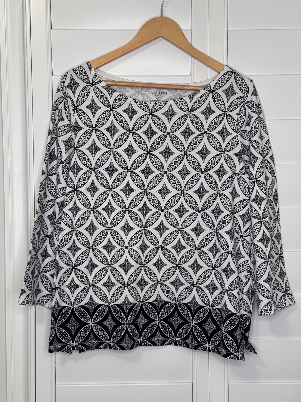 Talbots Geometric Print Boatneck Top Size XL